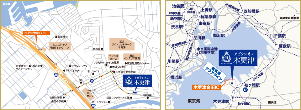 アビタシオン木更津の地図